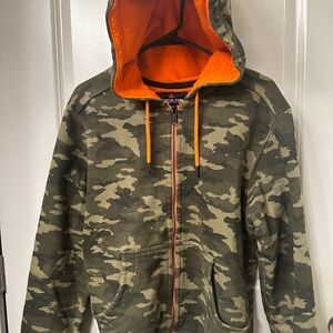 American Giant Camo Hoodie with Orange Lining (Heavy Weight Fleece)